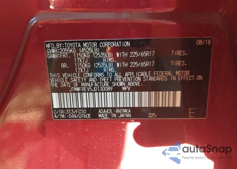 2018 Toyota Rav4 Xle из США, поврежденный, VIN JTMWFREV5JD130089